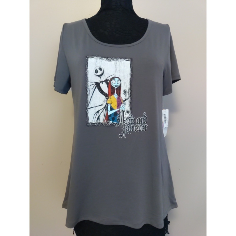 disney lularoe Nightmare Before‎ Christmas Fun Grey Short sleeve Tshirt Size L